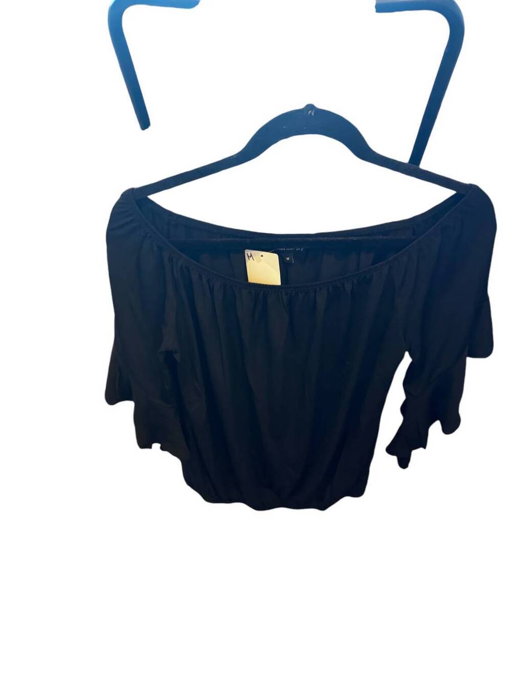 NEW ALYSSA THOMAS women's draped off shoulder top in black